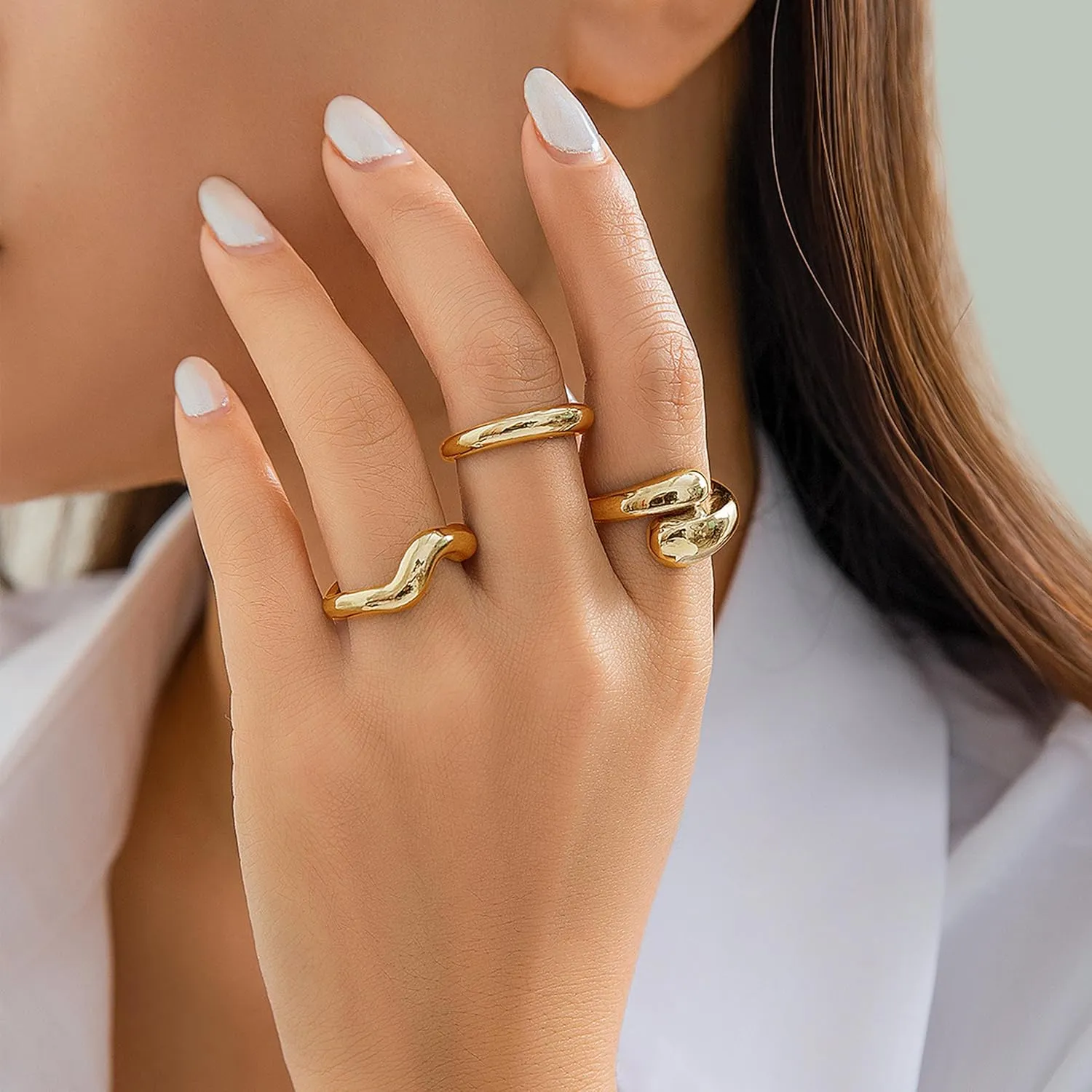 Harry and Henry Chunky Gold Rings for Women Non Tarnish Adjustable Thick Bold Dome Rings Gold Statement Rings Minimalist Jewelry Stackable Rings for Women