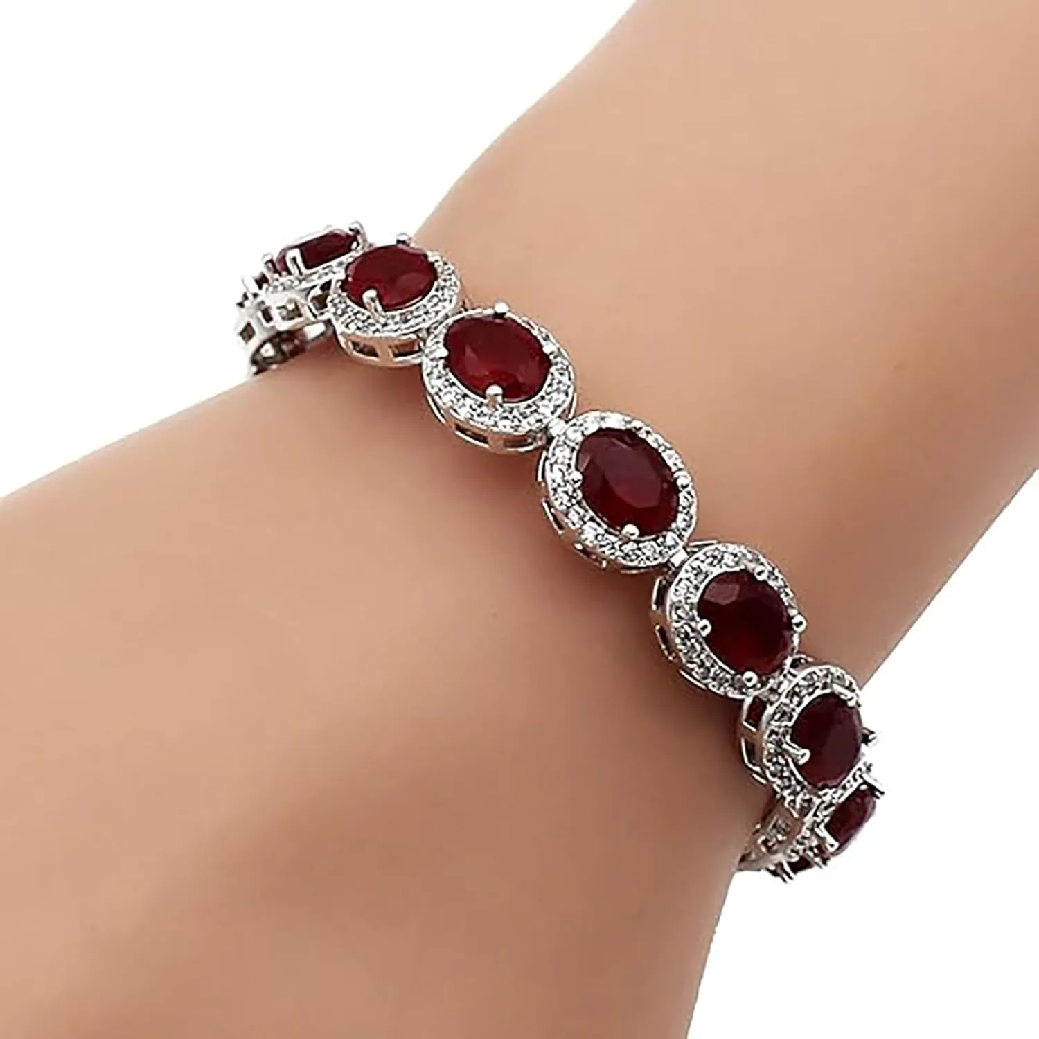 Hermosa Elegant Oval Gemstone Silver Bangle Bracelet with 1-Inch Extender Chain | Adjustable 7-8 Inches | Hypoallergenic Jewelry Gift for Women