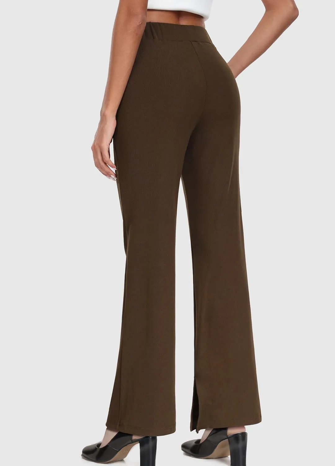 Hiverlay Women's Wide Leg Pants Elastic Waist Casual Trousers with Pockets High Rise Palazzo for Busines Work