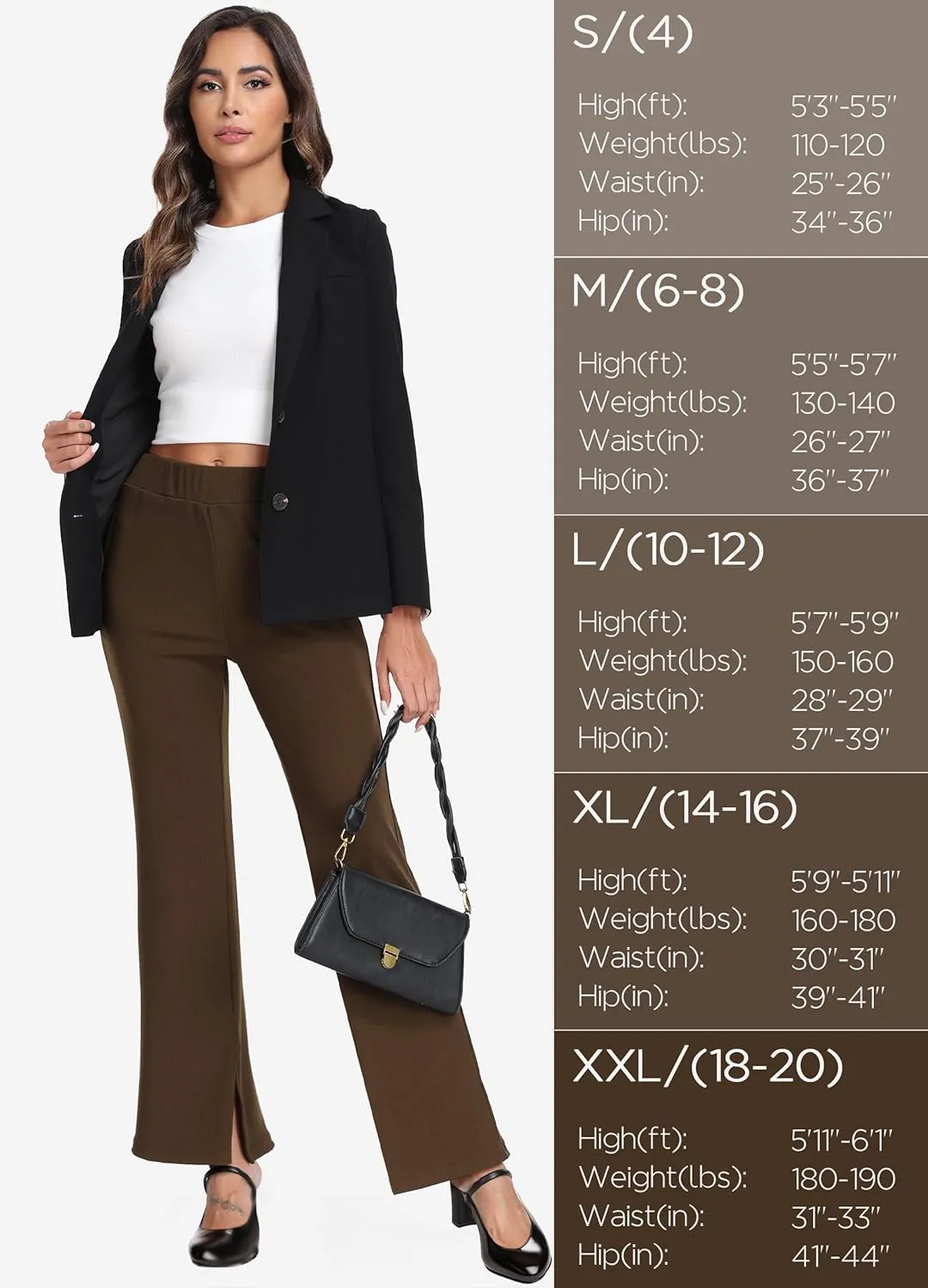 Hiverlay Women's Wide Leg Pants Elastic Waist Casual Trousers with Pockets High Rise Palazzo for Busines Work