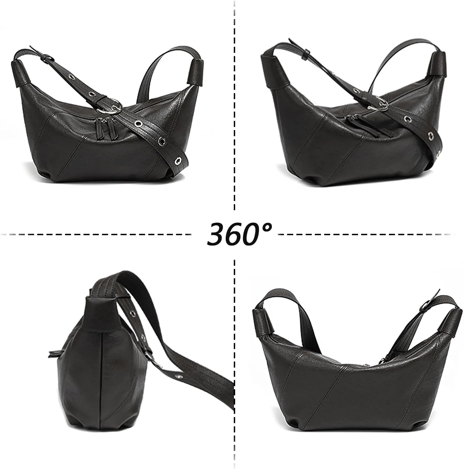 Hobo Bags for Women, Genuine Leather Crossbody Bag for Women, Slouchy Fashion Shoulder Purses