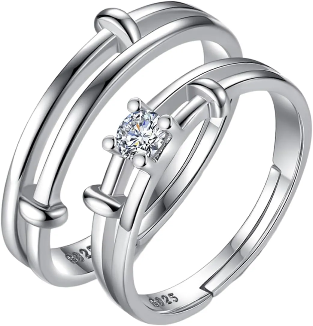 Homoyoyo Cute Couples' Index Finger Ring Set for Wedding Anniversary Birthday Show Your Love