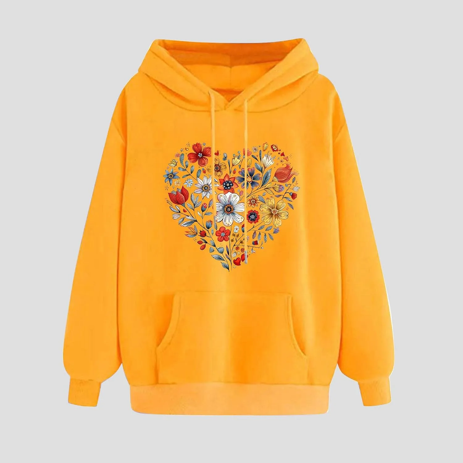 Hoodies for Women Long Sleeve Heart Print Graphic Tee Shirts Causal Fashion Drawstring Hooded Sweatshirts Gift Shirts