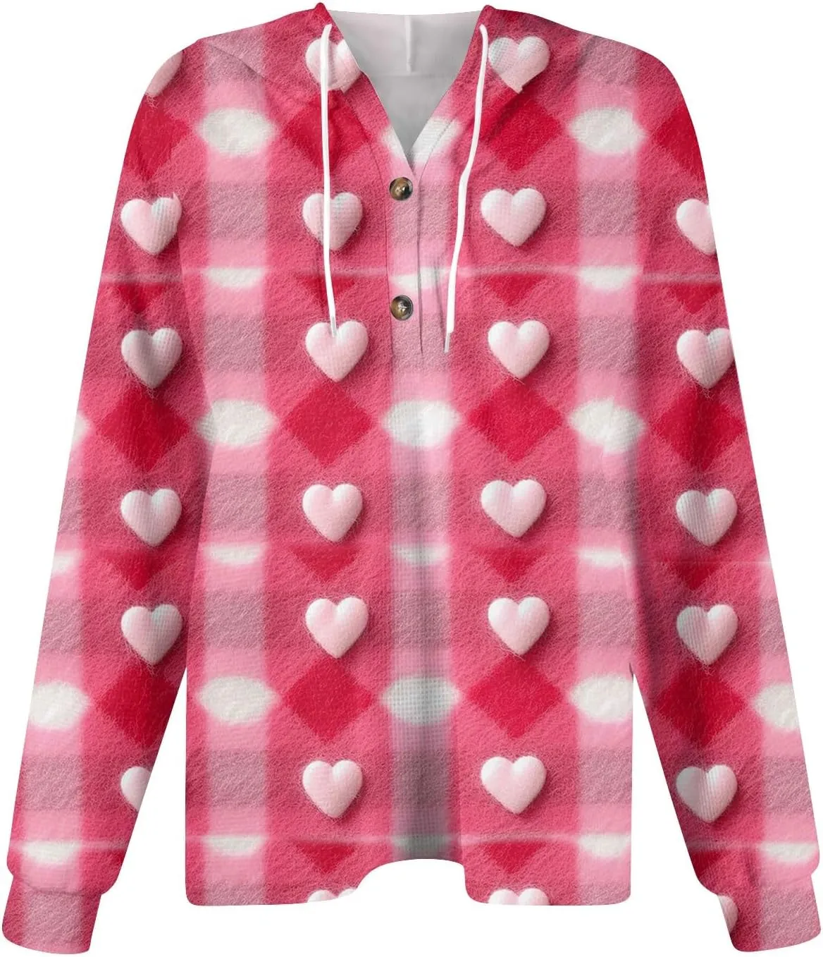 Hoodies For Women Trendy Long Sleeve V Neck Buttons Shirts Fashion Pullover Waffle Kint Tops Oversized Sweatshirts