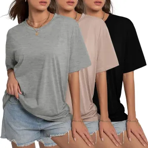 INIBUD Oversized Tshirts for Women Short Sleeve Graphic Tees Loose Fit Summer Tops Crew Neck Basic Casual Y2K Tee Shirt