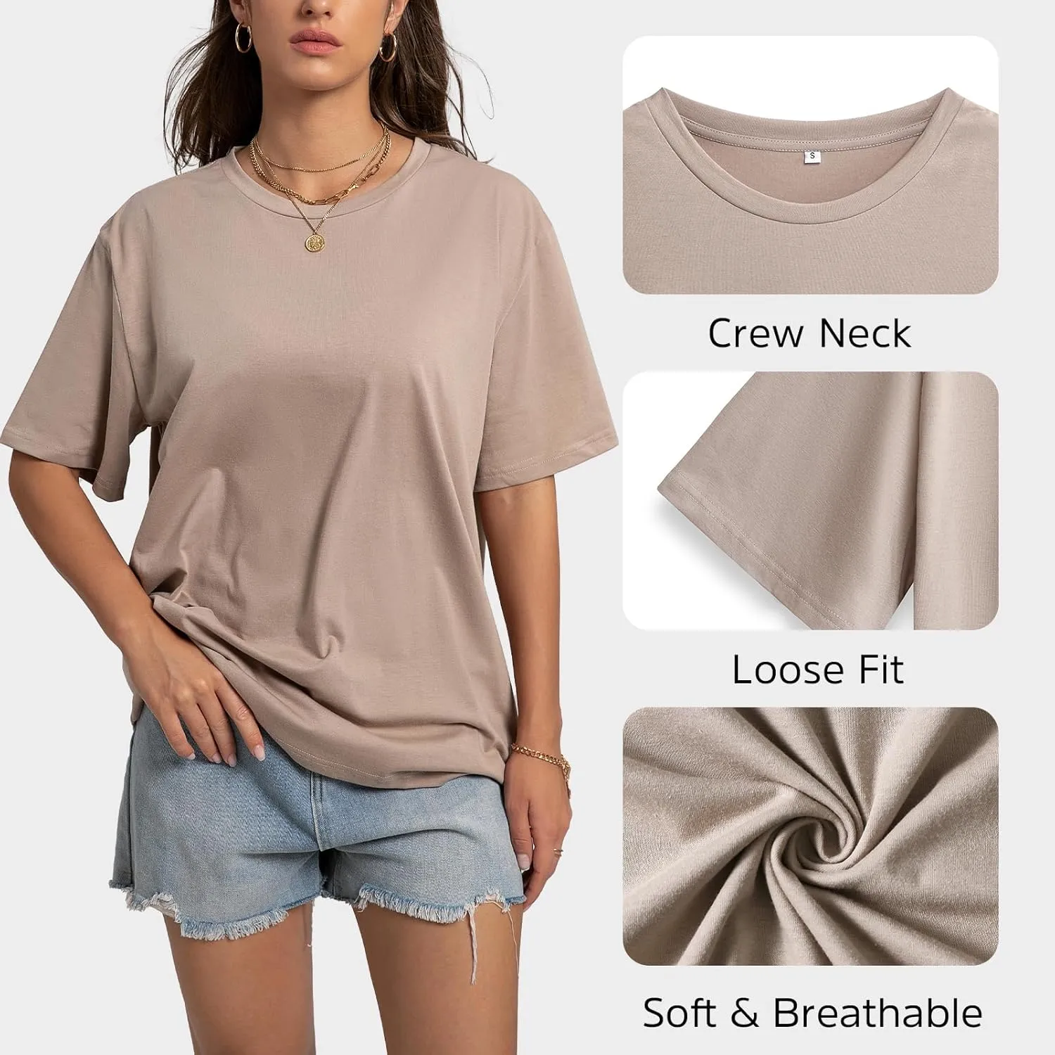 INIBUD Oversized Tshirts for Women Short Sleeve Graphic Tees Loose Fit Summer Tops Crew Neck Basic Casual Y2K Tee Shirt