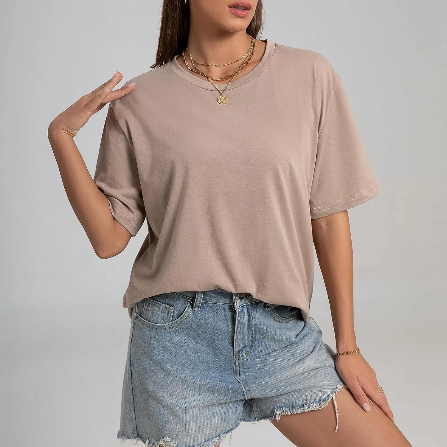 INIBUD Oversized Tshirts for Women Short Sleeve Graphic Tees Loose Fit Summer Tops Crew Neck Basic Casual Y2K Tee Shirt