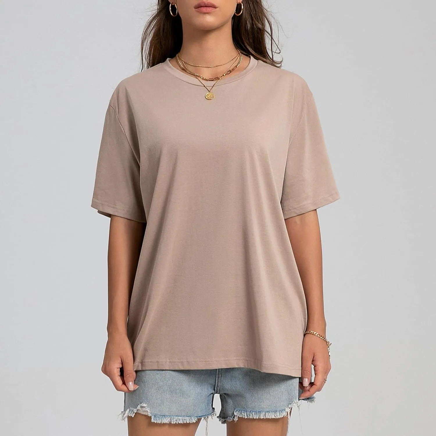 INIBUD Oversized Tshirts for Women Short Sleeve Graphic Tees Loose Fit Summer Tops Crew Neck Basic Casual Y2K Tee Shirt