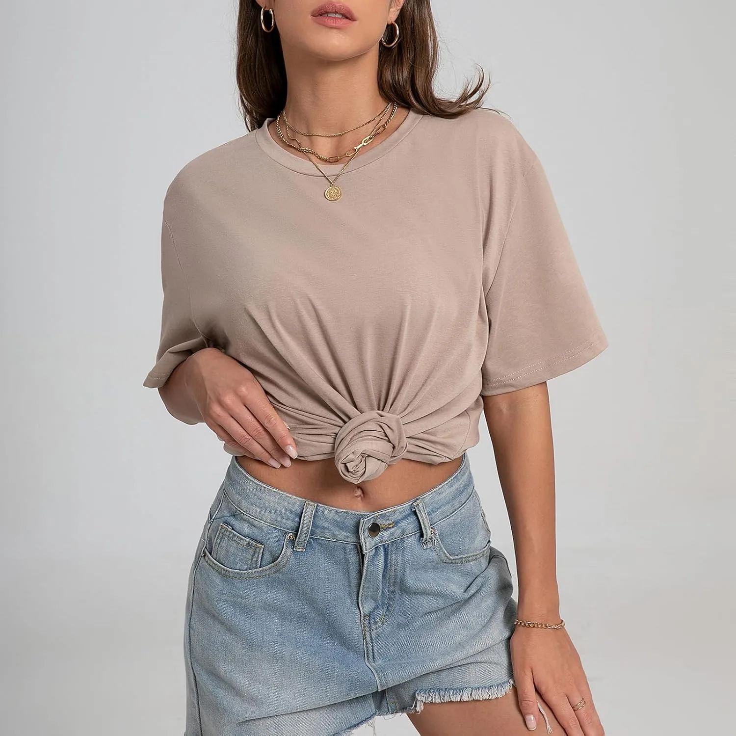 INIBUD Oversized Tshirts for Women Short Sleeve Graphic Tees Loose Fit Summer Tops Crew Neck Basic Casual Y2K Tee Shirt