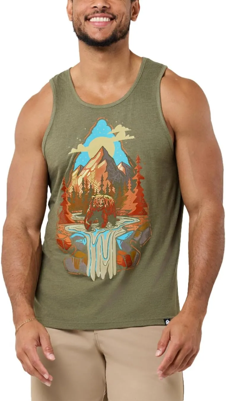 INTO THE AM Men's Graphic Tanks - Beach Summer Graphic Tank Tops for Guys S - 2XL