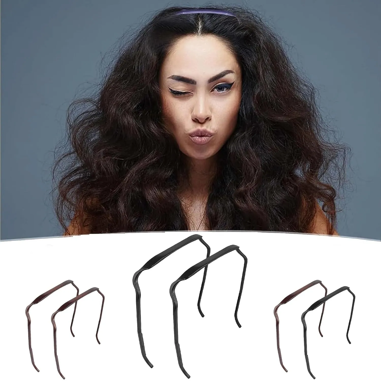 Invisible Hair Hoop Sunglasses Headband 2Pcs - Fits Like Sunglasses For Curly And Thick Hair (Black)