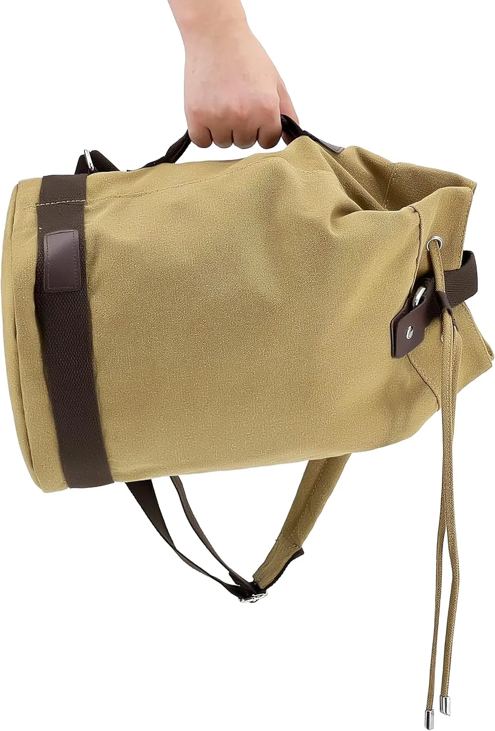 Jaegvida Canvas Drawstring Backpack Bucket Bag GYM Drawstring Bag