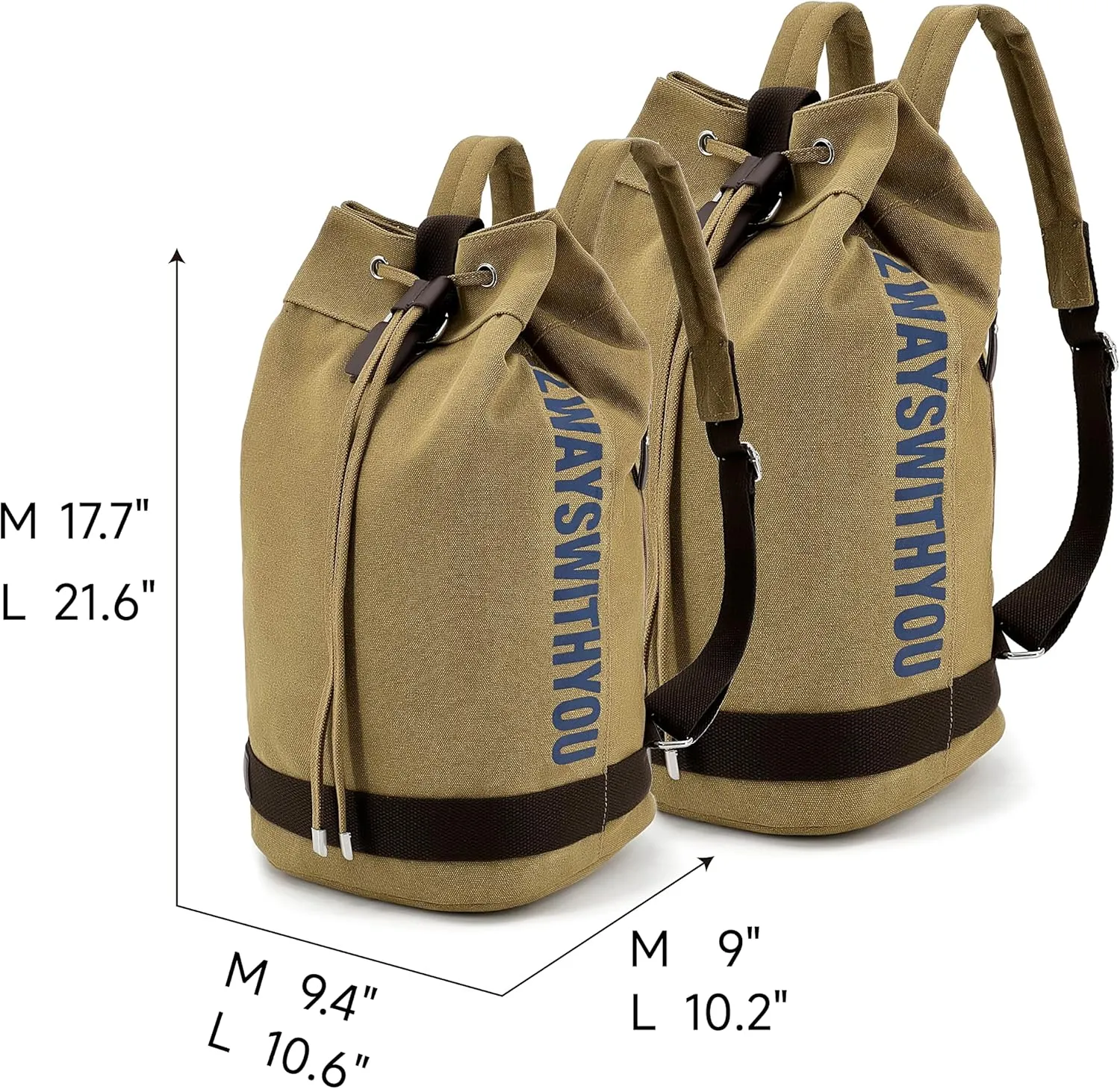 Jaegvida Canvas Drawstring Backpack Bucket Bag GYM Drawstring Bag