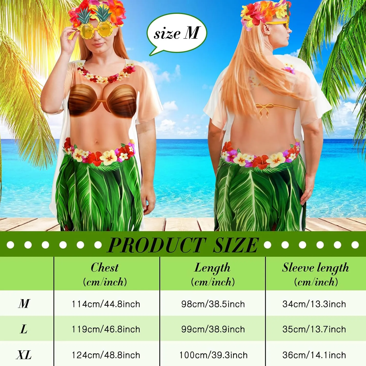 Jeyiour Womens Bikini Shirt Cover up Funny Bandana Headband Retro Sunglasses Eyewear Halloween Party Outfit