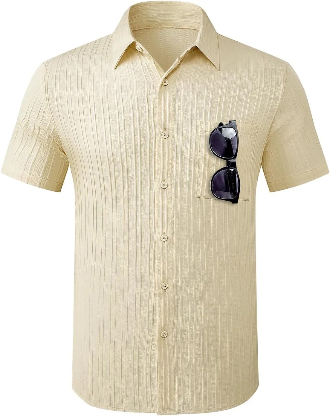 JMIERR Hawaiian Shirt for Men Button Down Short Sleeve Shirts Textured Casual Summer Beach Linen Shirts