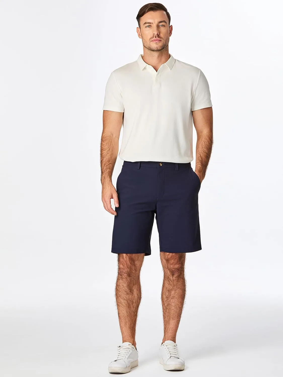 JMIERR Men's Chino Shorts Casual Summer 9" Inch Stretch Moisture-Wicking Golf Dress Short with Zipper Pocket