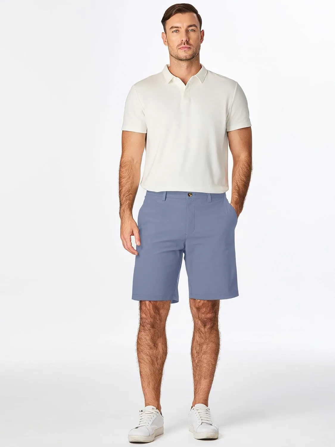 JMIERR Men's Chino Shorts Casual Summer 9" Inch Stretch Moisture-Wicking Golf Dress Short with Zipper Pocket