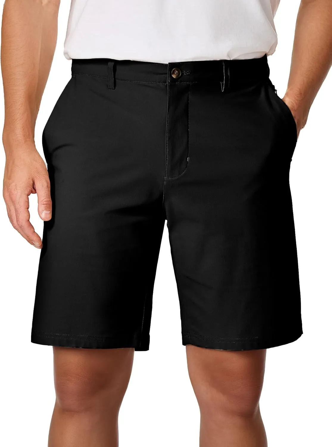 JMIERR Men's Chino Shorts Casual Summer 9" Inch Stretch Moisture-Wicking Golf Dress Short with Zipper Pocket