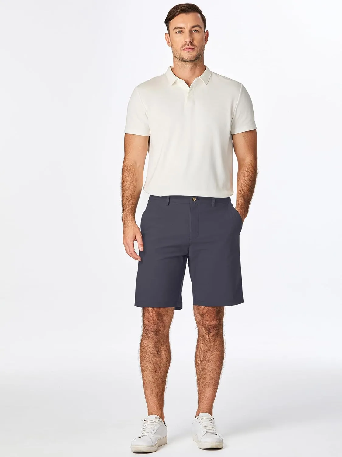 JMIERR Men's Chino Shorts Casual Summer 9" Inch Stretch Moisture-Wicking Golf Dress Short with Zipper Pocket