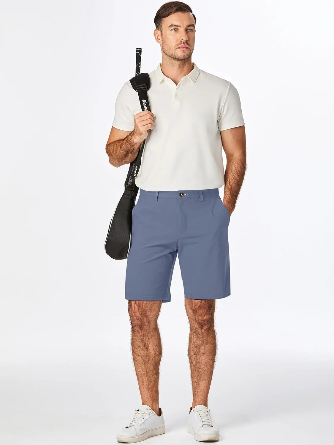 JMIERR Men's Chino Shorts Casual Summer 9" Inch Stretch Moisture-Wicking Golf Dress Short with Zipper Pocket