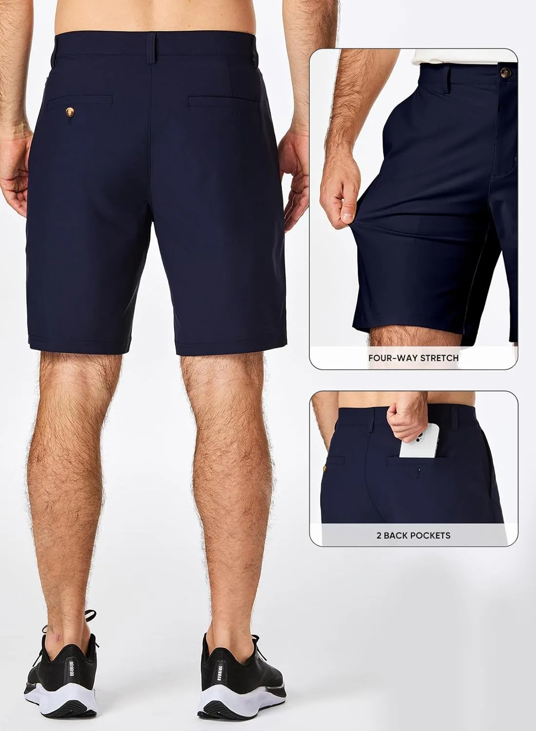 JMIERR Men's Chino Shorts Casual Summer 9" Inch Stretch Moisture-Wicking Golf Dress Short with Zipper Pocket