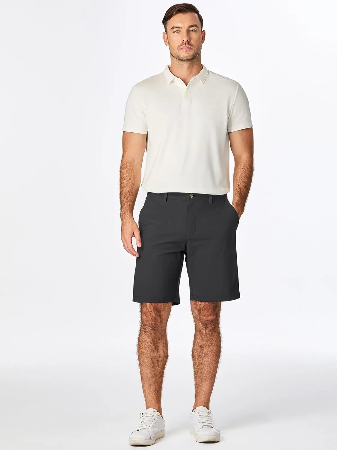 JMIERR Men's Chino Shorts Casual Summer 9" Inch Stretch Moisture-Wicking Golf Dress Short with Zipper Pocket