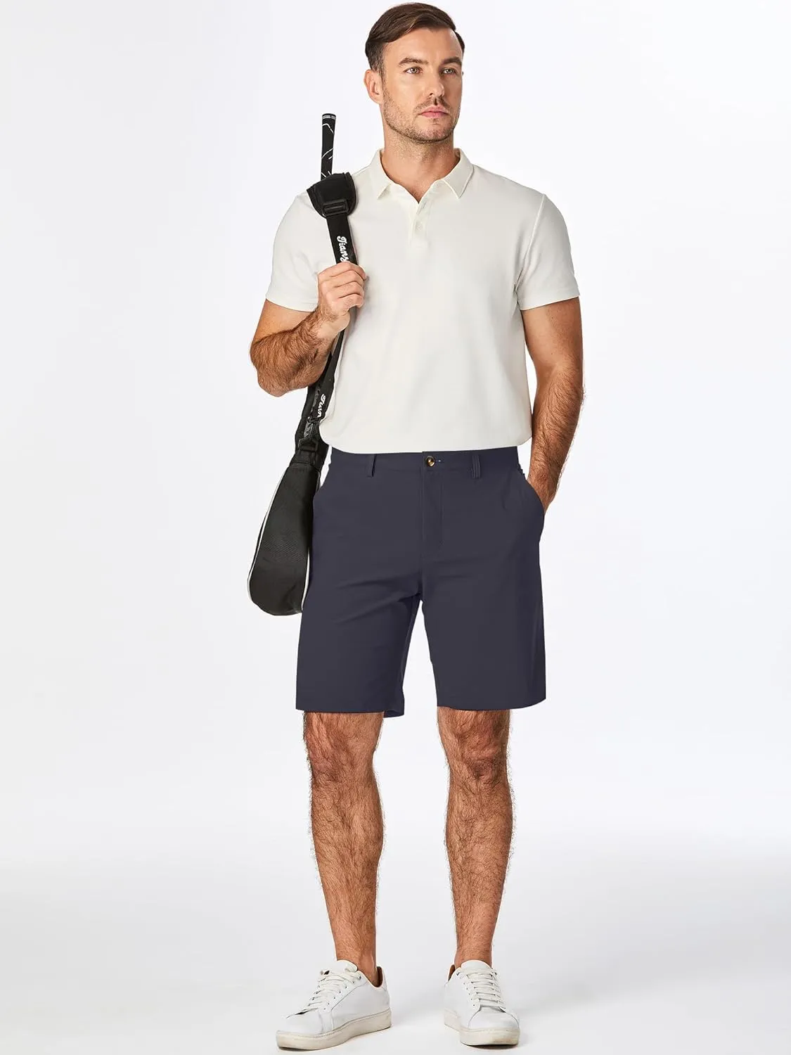 JMIERR Men's Chino Shorts Casual Summer 9" Inch Stretch Moisture-Wicking Golf Dress Short with Zipper Pocket