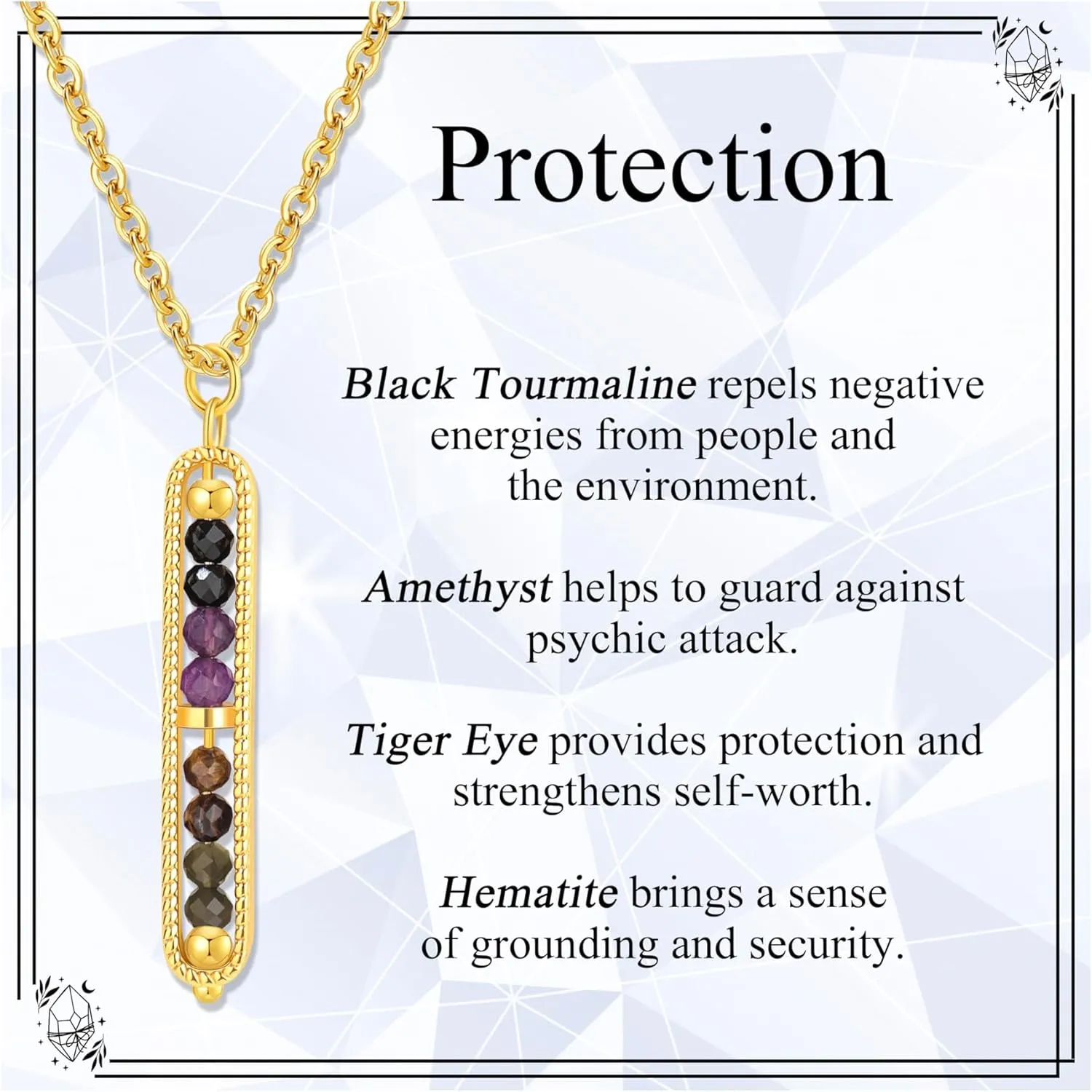 JoycuFF Crystal Necklaces for Women Energy Healing Stone Necklaces for Women Anxiety Relief Empath Protection New Beginnings Protection Spiritual Jewelry