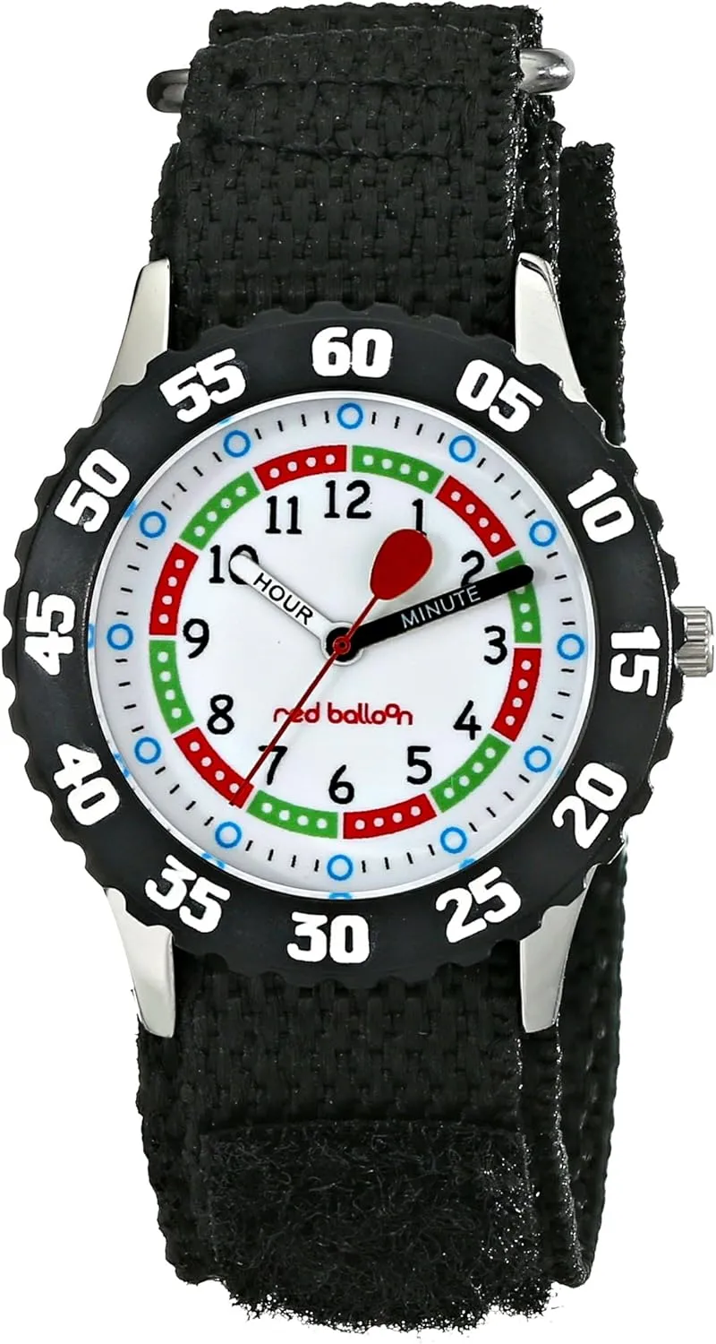 Kids' Bezel Stainless Steel Time Teacher Analog Nylon Strap Watch