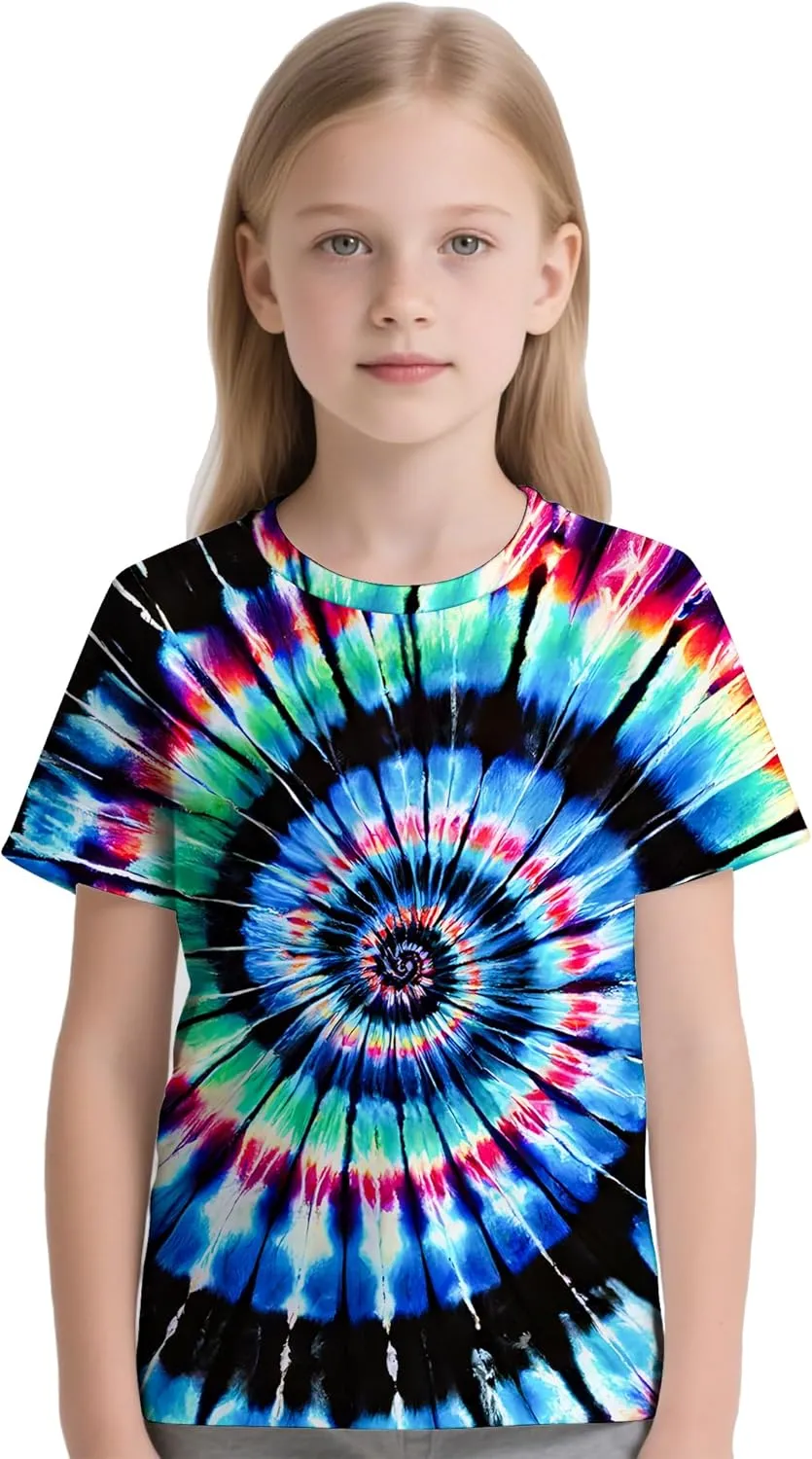 Kids Tie Dye T-Shirt,Children Hippies Senior Tie Dye Tee Tshirt for Boys Girls