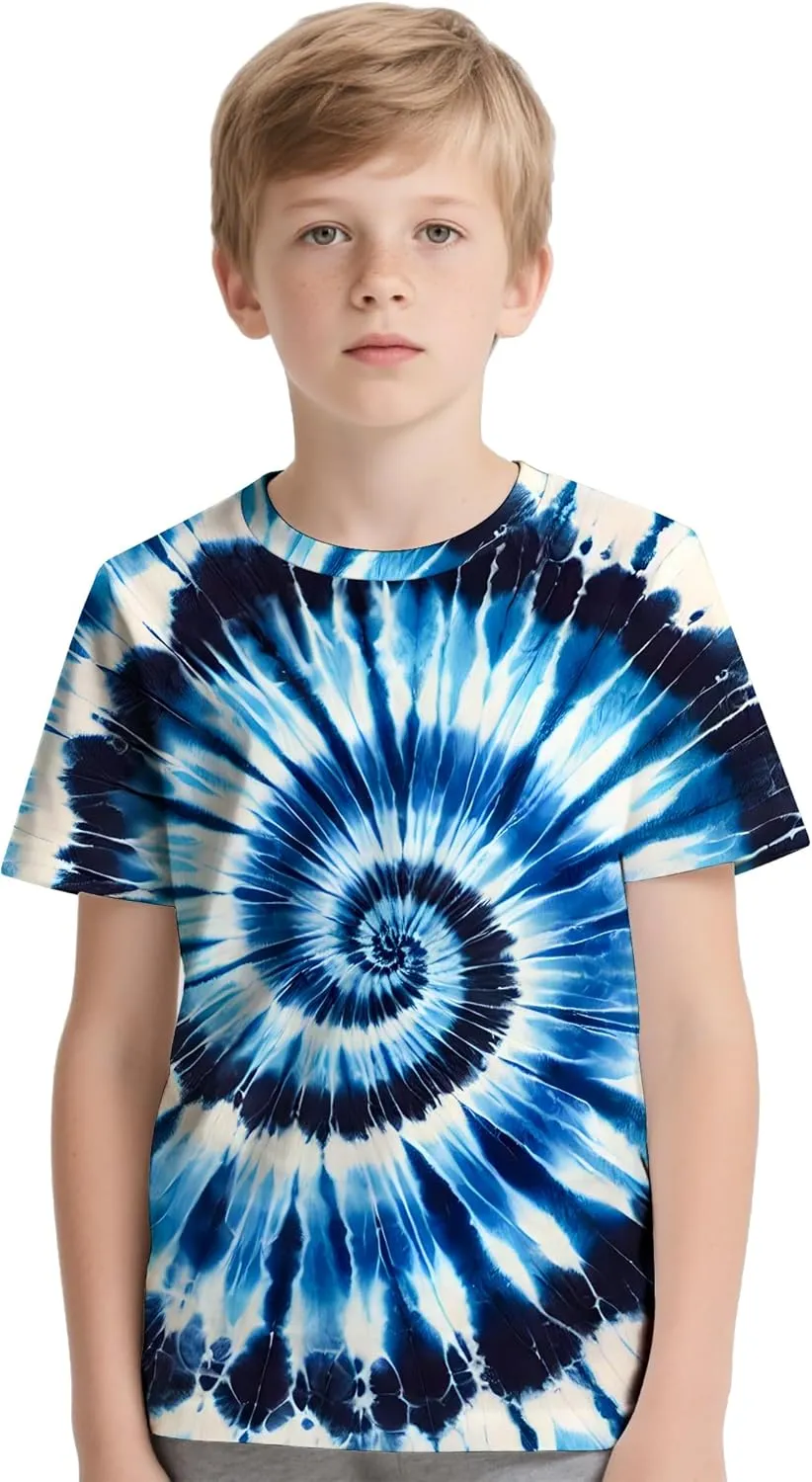 Kids Tie Dye T-Shirt,Children Hippies Senior Tie Dye Tee Tshirt for Boys Girls