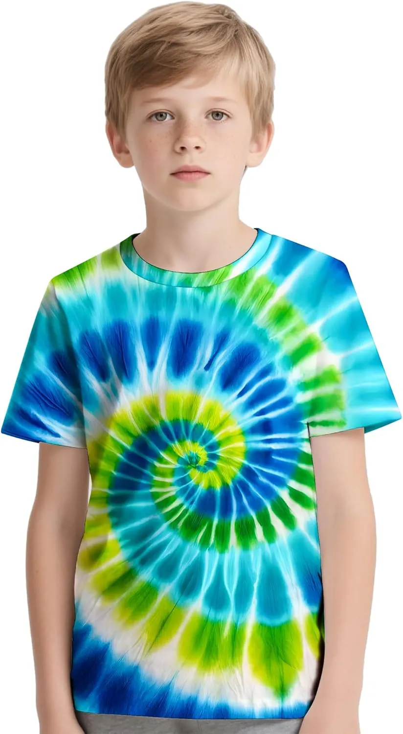 Kids Tie Dye T-Shirt,Children Hippies Senior Tie Dye Tee Tshirt for Boys Girls