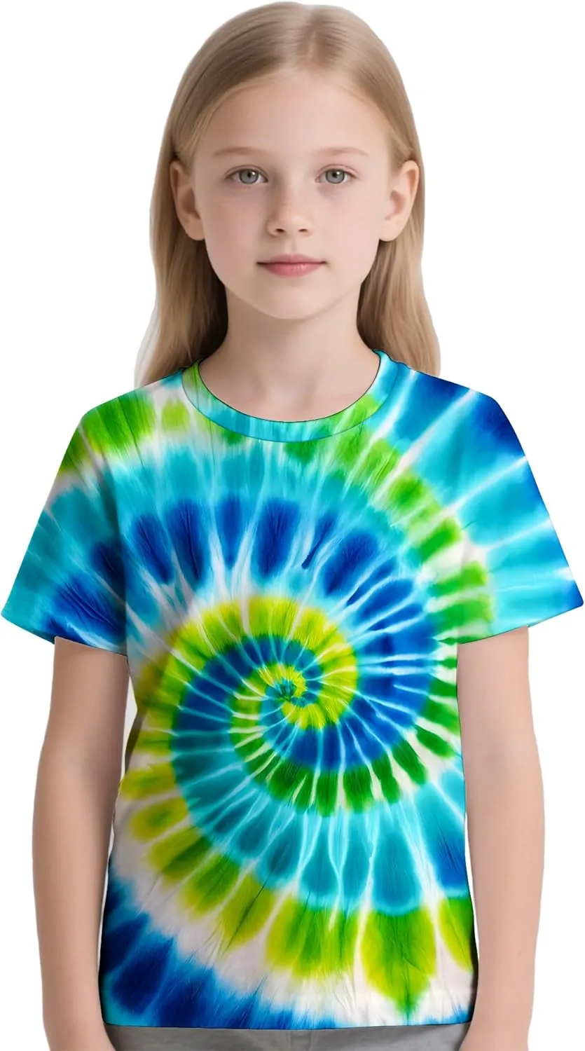 Kids Tie Dye T-Shirt,Children Hippies Senior Tie Dye Tee Tshirt for Boys Girls