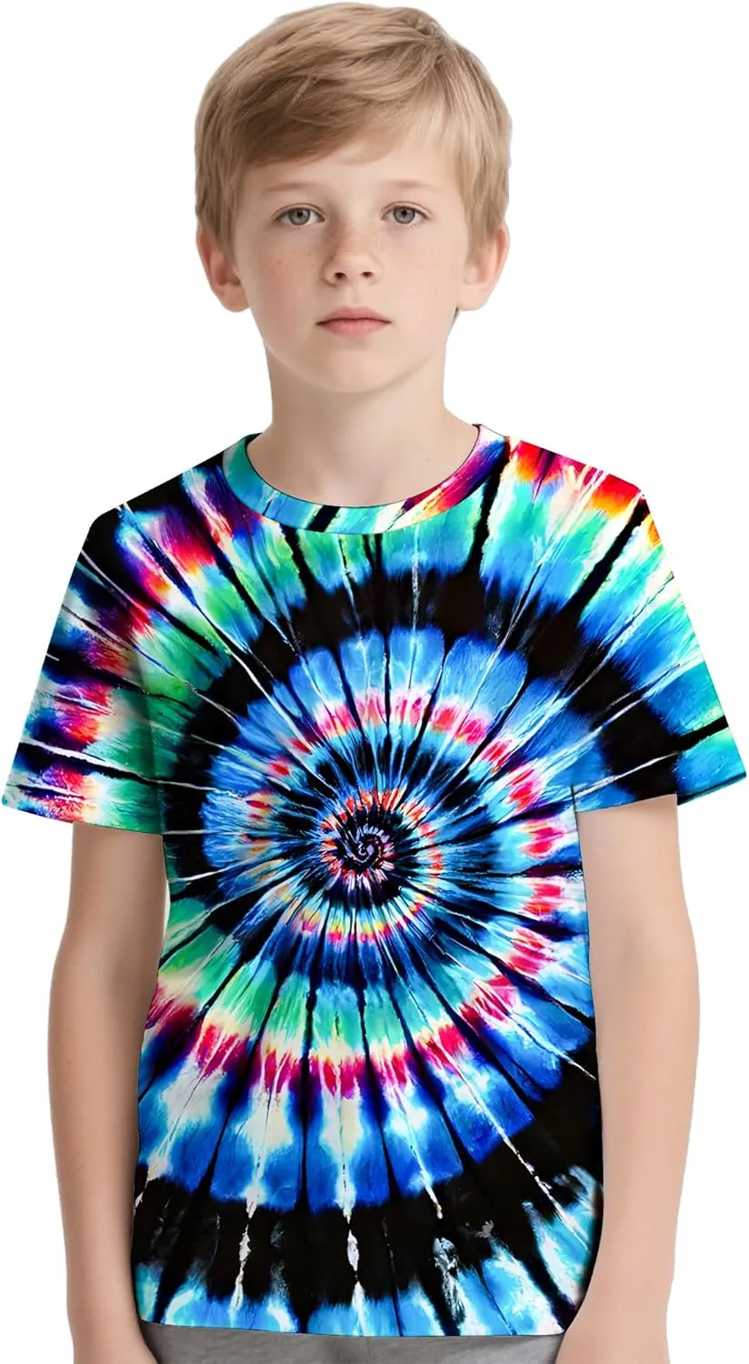 Kids Tie Dye T-Shirt,Children Hippies Senior Tie Dye Tee Tshirt for Boys Girls