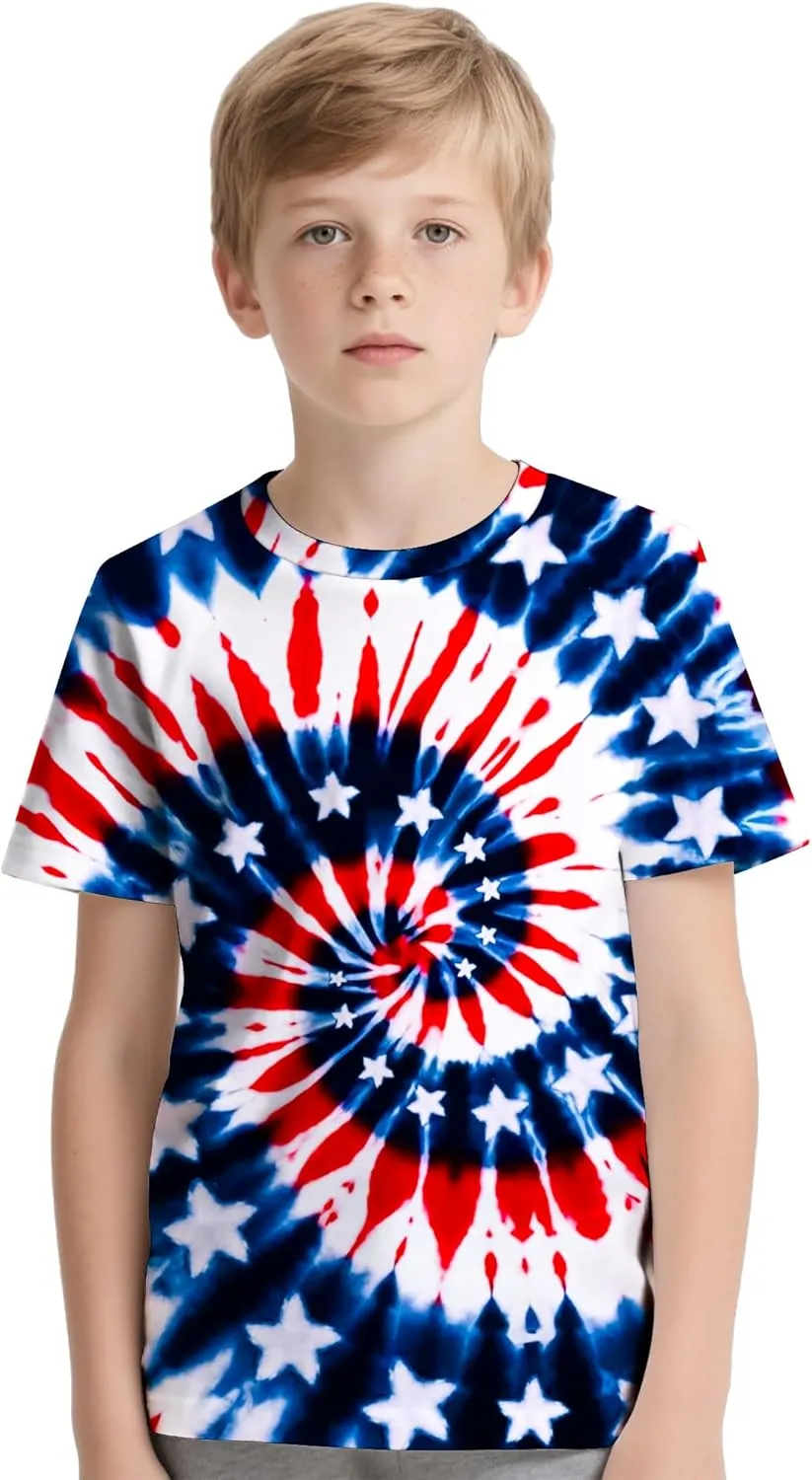 Kids Tie Dye T-Shirt,Children Hippies Senior Tie Dye Tee Tshirt for Boys Girls