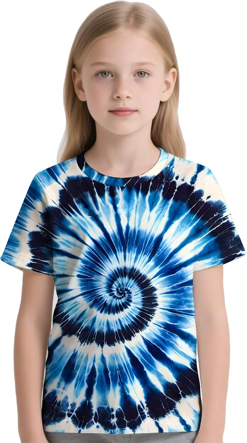 Kids Tie Dye T-Shirt,Children Hippies Senior Tie Dye Tee Tshirt for Boys Girls