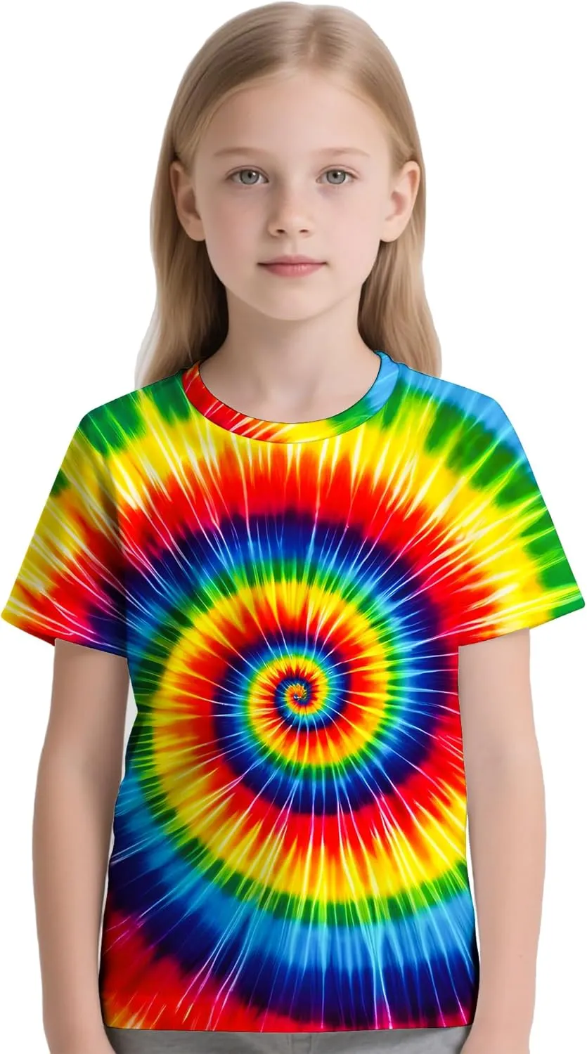 Kids Tie Dye T-Shirt,Children Hippies Senior Tie Dye Tee Tshirt for Boys Girls