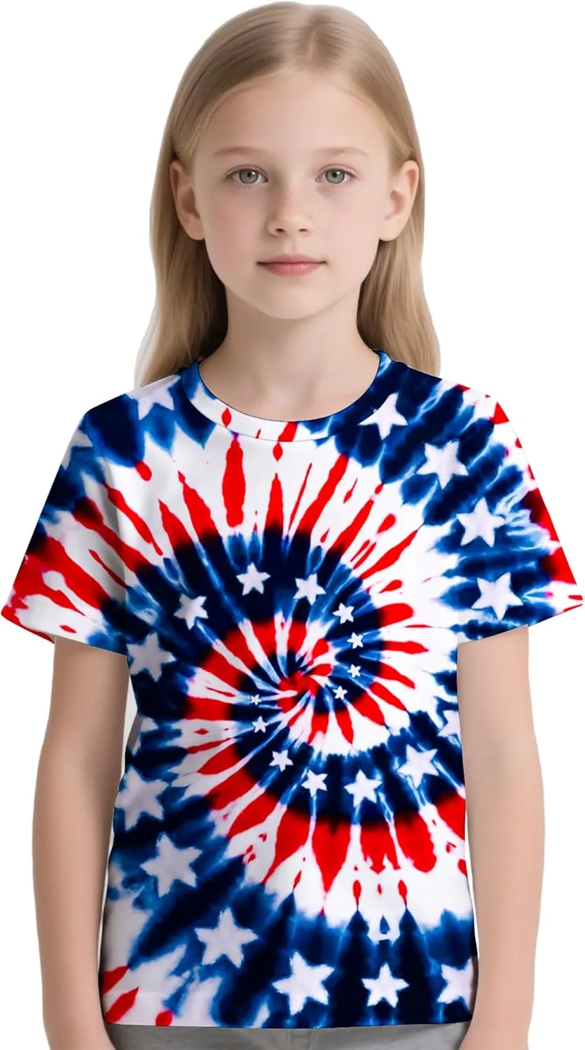 Kids Tie Dye T-Shirt,Children Hippies Senior Tie Dye Tee Tshirt for Boys Girls