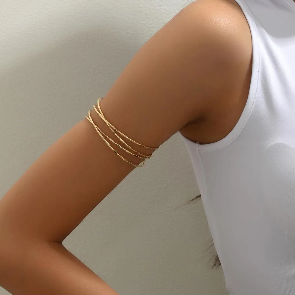 KJMYYXGS 2 Pcs Upper Arm Cuff Jewelry for Women, Arm Bracelet Upper Arm Bangles for Women Minimalist Jewelry Gift for Her