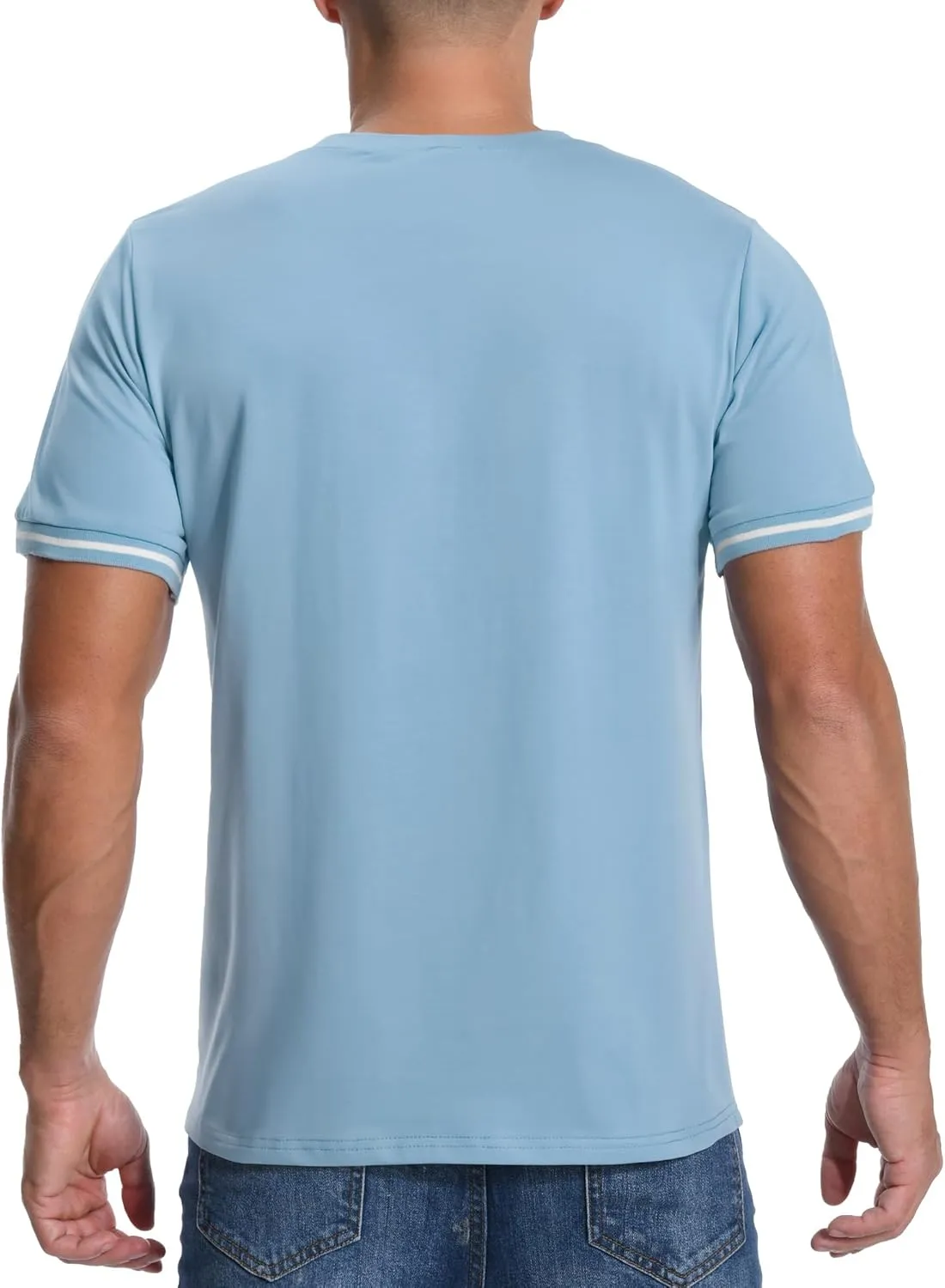 KUYIGO Men's Henley Shirts Short Sleeve Casual Button Cotton Embroidery Fashion Lightweight T-Shirts Tops