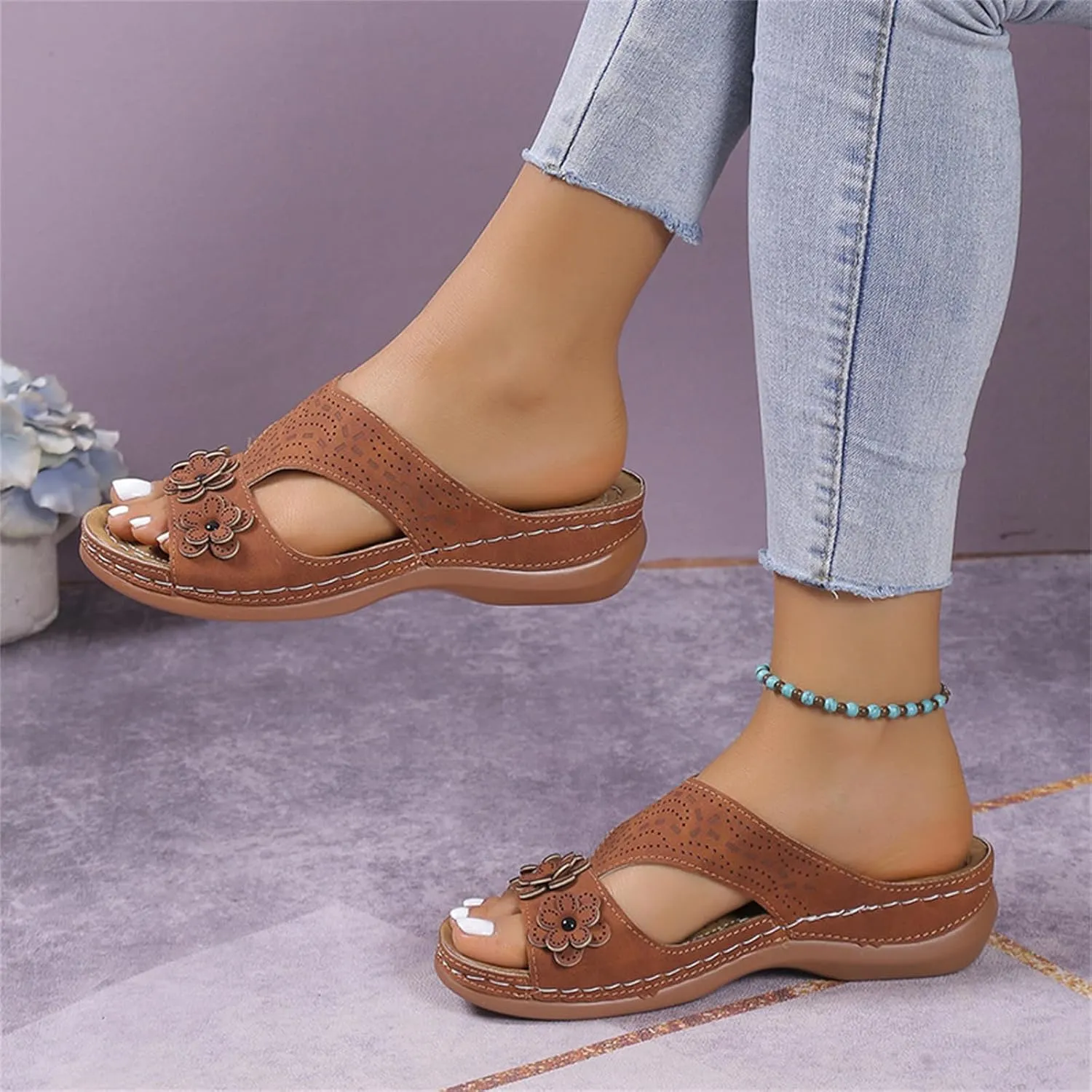 Ladmiple Womens Sandals Comfortable Walking Dressy Orthopedic Slippers Arch Support Orthotic Flip Flops Beach Summer Slides