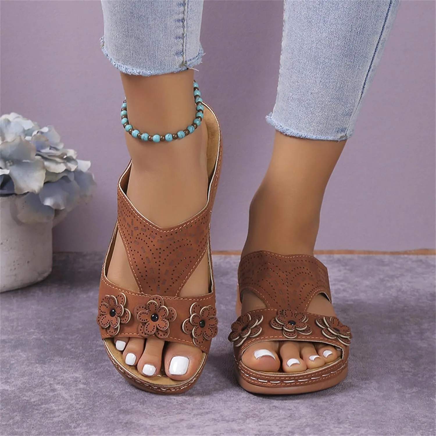 Ladmiple Womens Sandals Comfortable Walking Dressy Orthopedic Slippers Arch Support Orthotic Flip Flops Beach Summer Slides