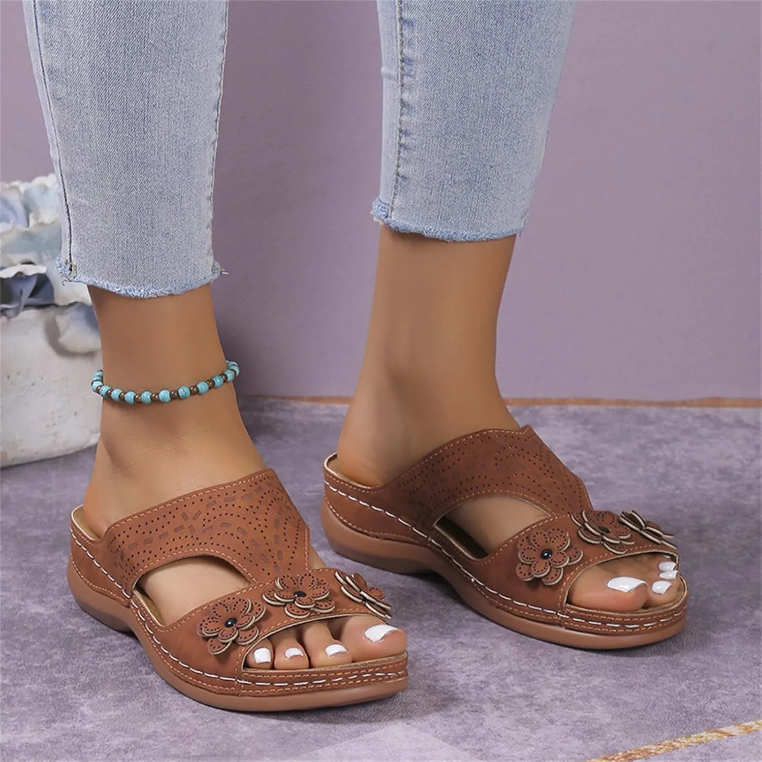 Ladmiple Womens Sandals Comfortable Walking Dressy Orthopedic Slippers Arch Support Orthotic Flip Flops Beach Summer Slides