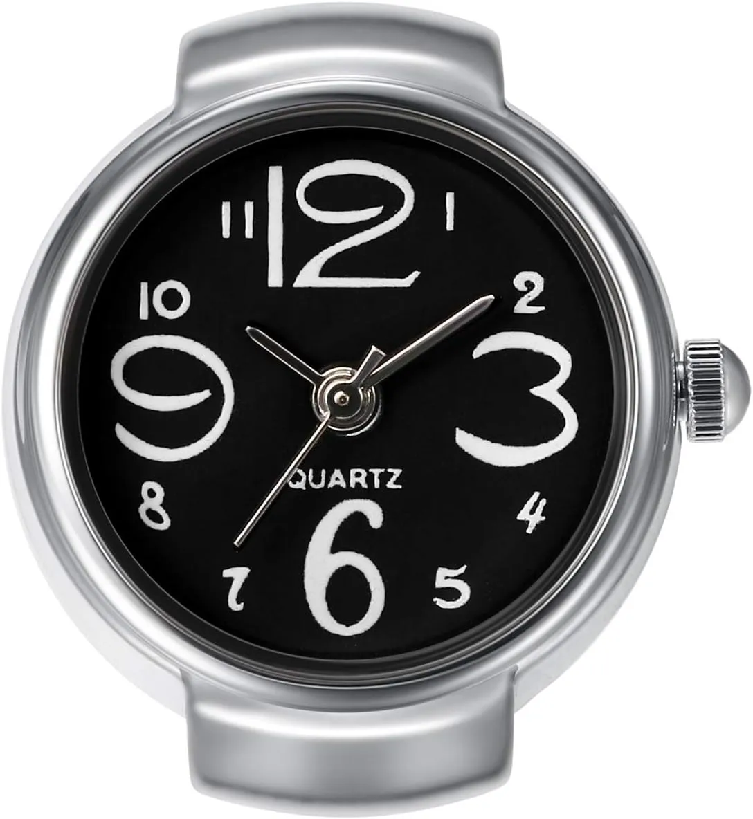 Lancardo Ring Watch for Women and Men Analog Quartz Watch Arabic Numerals Black Dial Elastic Band Creative Finger Watch