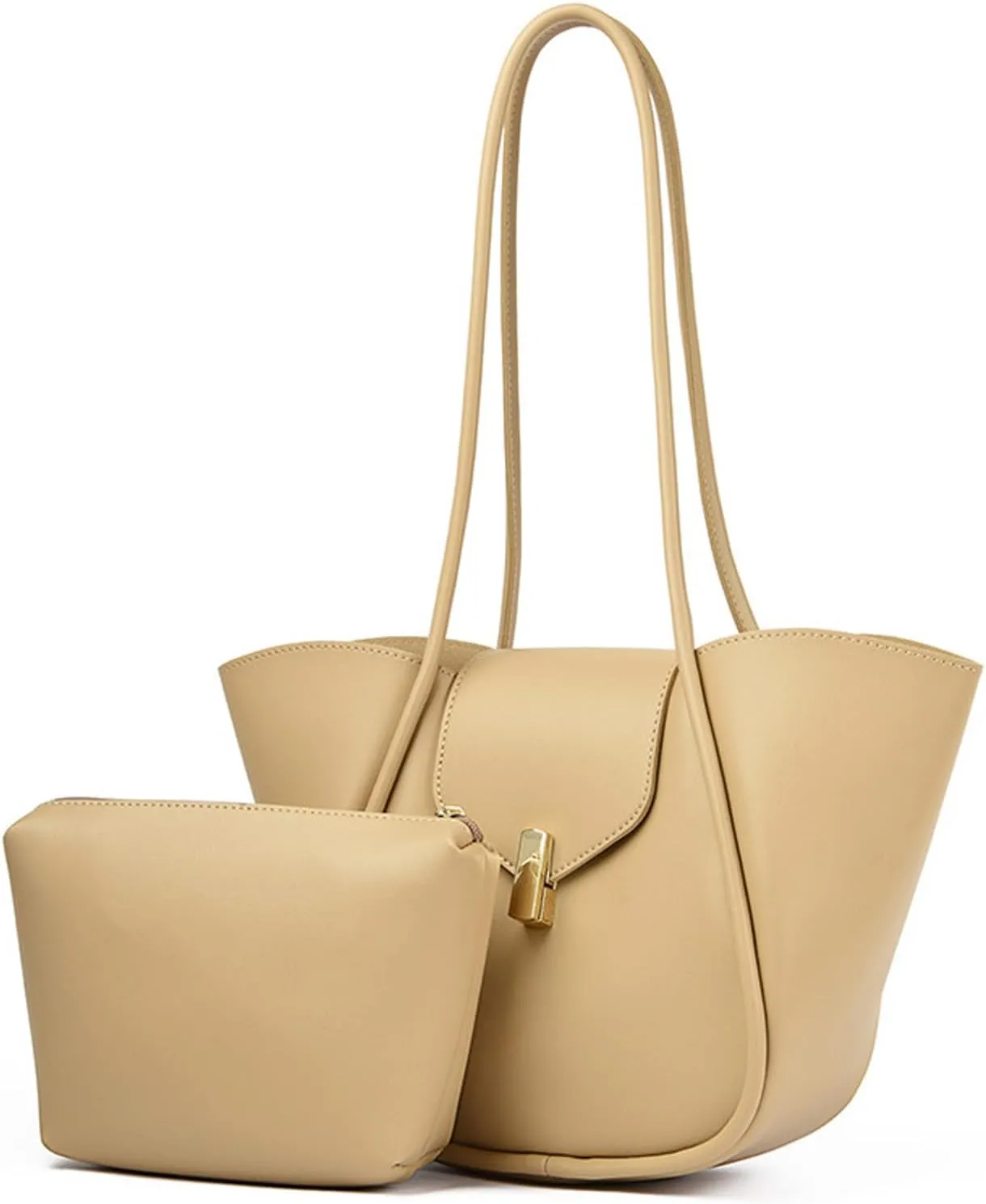 Leather Tote Bag for Women Designer Fashion Purses Top Handle Satchel Shoulder Bag with Small Wallet
