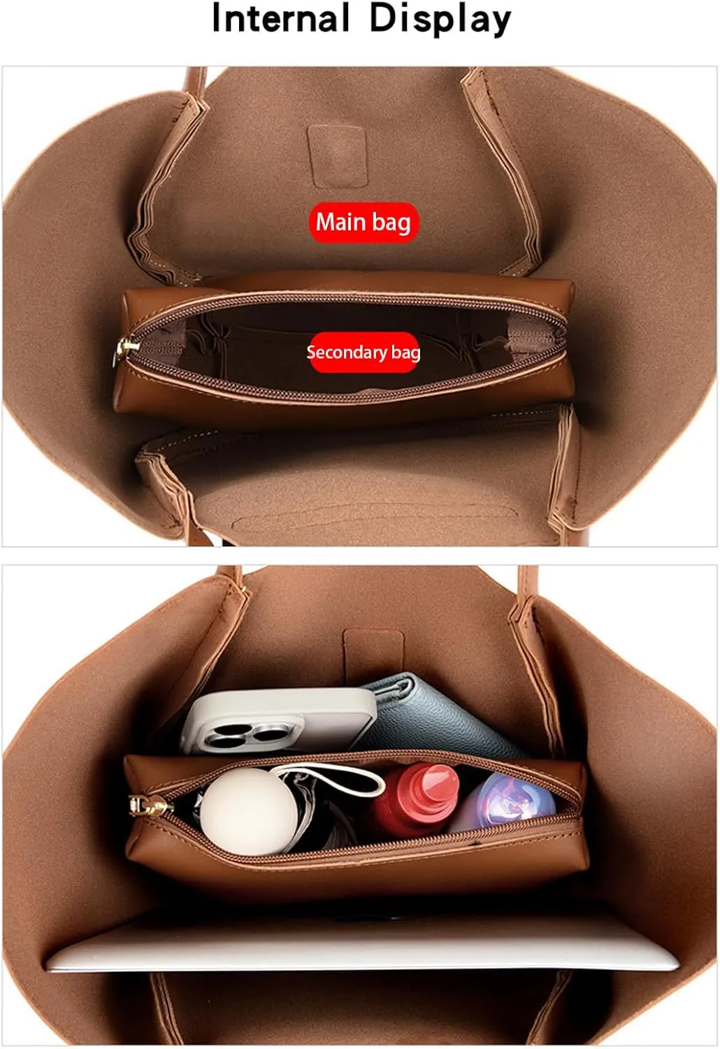 Leather Tote Bag for Women Designer Fashion Purses Top Handle Satchel Shoulder Bag with Small Wallet