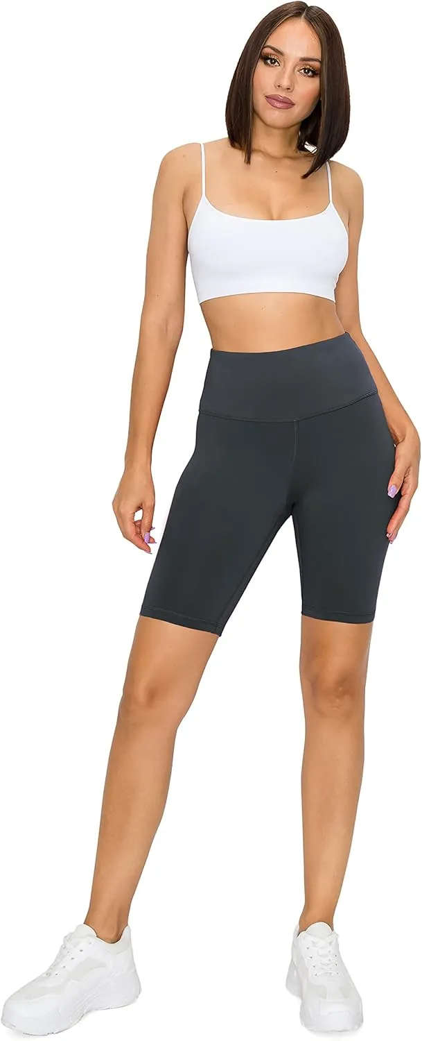 Leggings Depot Women's High Waisted Athletic Yoga Shorts, Workout Shorts for Women