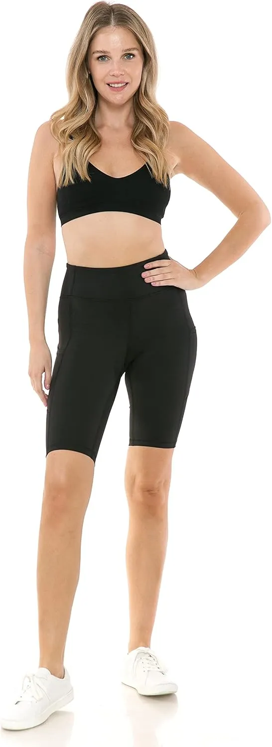 Leggings Depot Women's High Waisted Athletic Yoga Shorts, Workout Shorts for Women