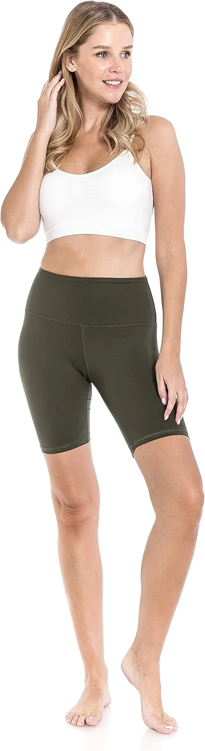 Leggings Depot Women's High Waisted Athletic Yoga Shorts, Workout Shorts for Women