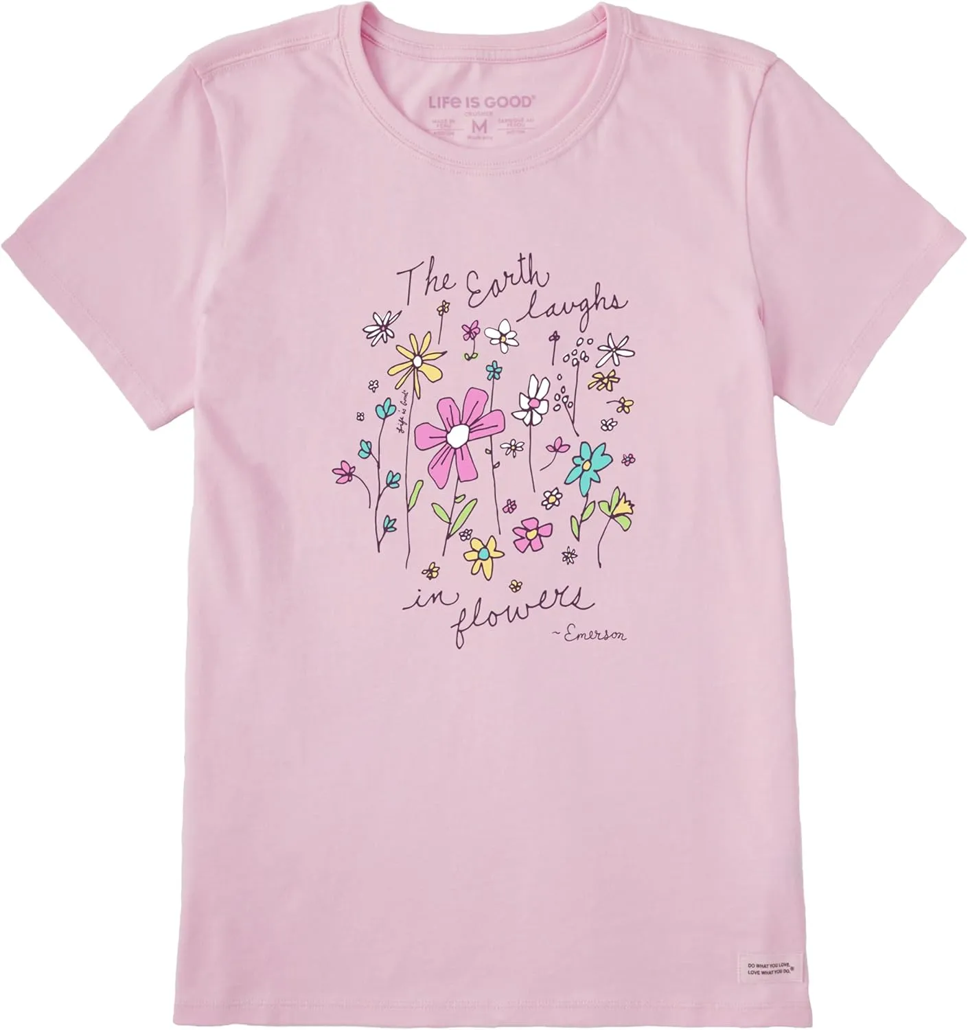 Life is Good Women's Crusher Tee, Short Sleeve Cotton Graphic T-Shirts, Earth Laughs in Wildflowers